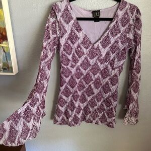 INC International Concepts Women's Lavender Diamond Pullover Gypsy sleeve sz S-M